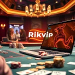 Players enjoying a thrilling game at Rikvip online casino, surrounded by chips and cards.
