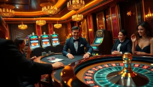 Engaging casino atmosphere with DH88-themed elements like poker chips and a roulette wheel.