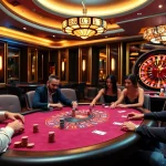 Players strategize at a poker table in a luxurious casino with 88i branding, capturing the thrill of gambling.