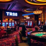 TR88 players enjoy a thrilling gambling experience at luxurious casino tables.