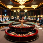 Experience thrilling gameplay at Jun88 casino with elegant tables and vibrant slot machines.