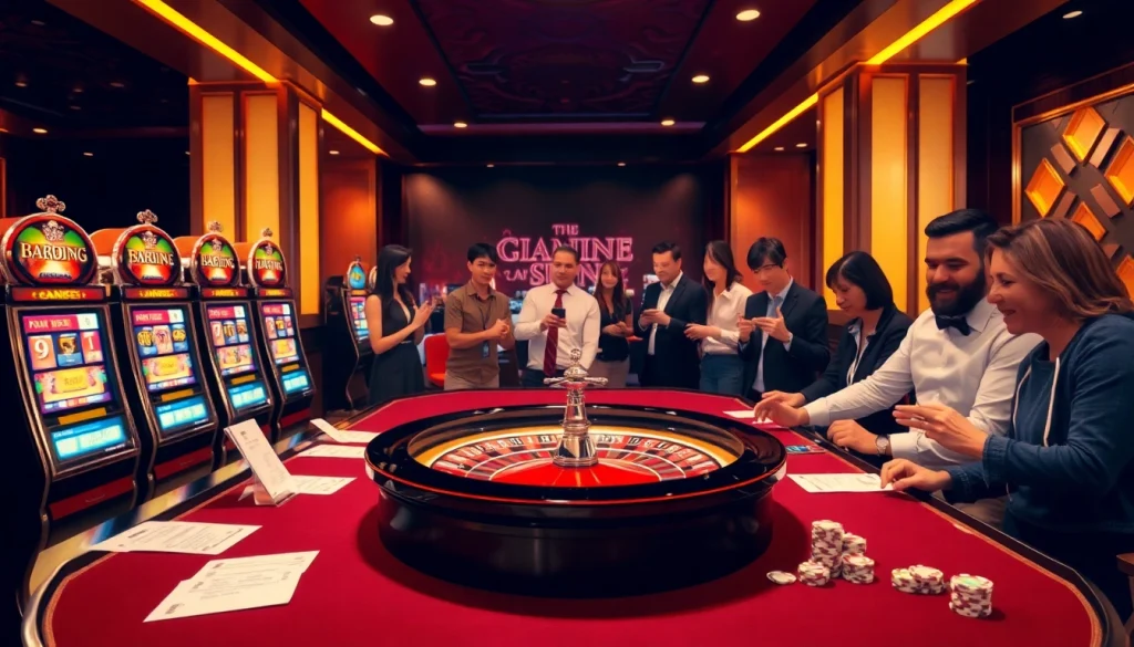 Engaged players enjoying exciting JILI online games at a luxurious casino.