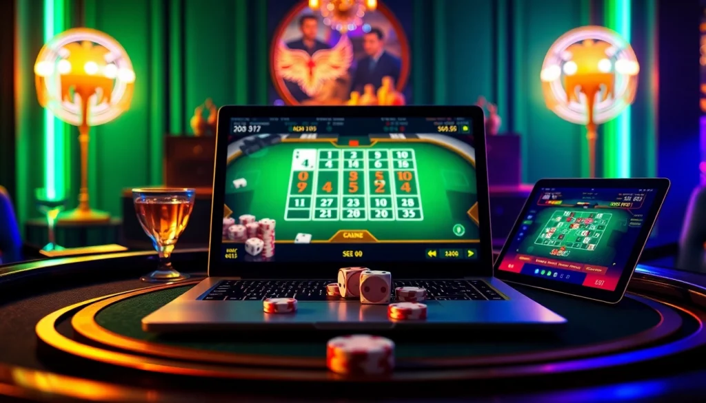 Xóc đĩa online players engaging in a virtual game with dice on a stylish table.