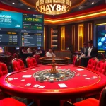 Experience HAY88's thrilling casino atmosphere with vibrant betting tables and live action.