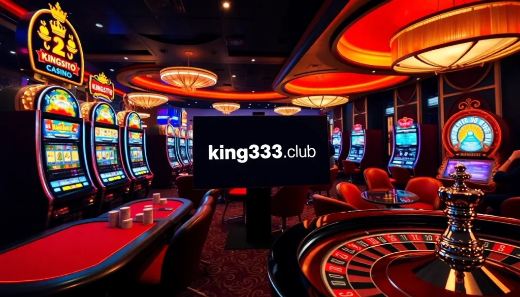 Experience thrilling gameplay at king333.club with vibrant casino tables and slot machines.