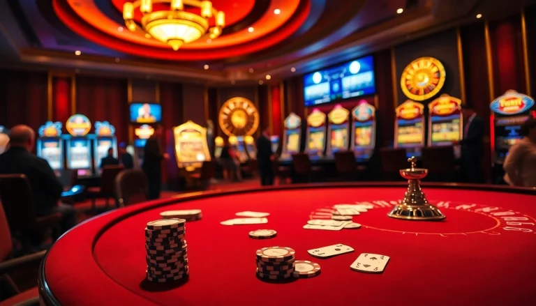 Experience the thrill of high-stakes gaming at 8kbet vip with vibrant tables and slot machines.