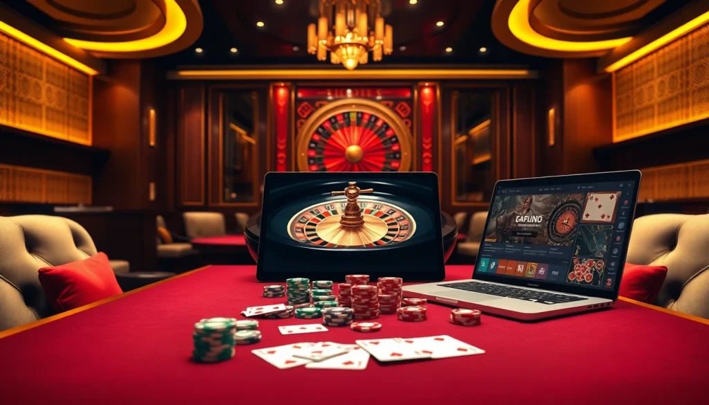 Experience thrilling gameplay at https://okfunax.com/ with colorful cards and chips on a vibrant casino table.