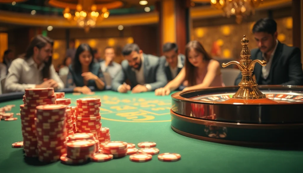 Experience thrilling gambling moments with pahala4d at an upscale casino table featuring poker chips.
