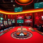 An engaging online gaming scene at https://tr88.work/ featuring thrilling slot machines and a vibrant roulette wheel to captivate players.