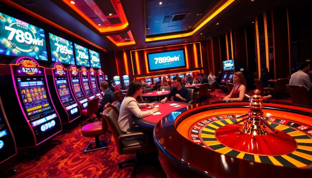 Players celebrating their wins at 789win casino, surrounded by vibrant gaming options and excitement.