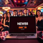Engaging players logging into NEW88 for exciting online casino experiences with vibrant gaming elements.