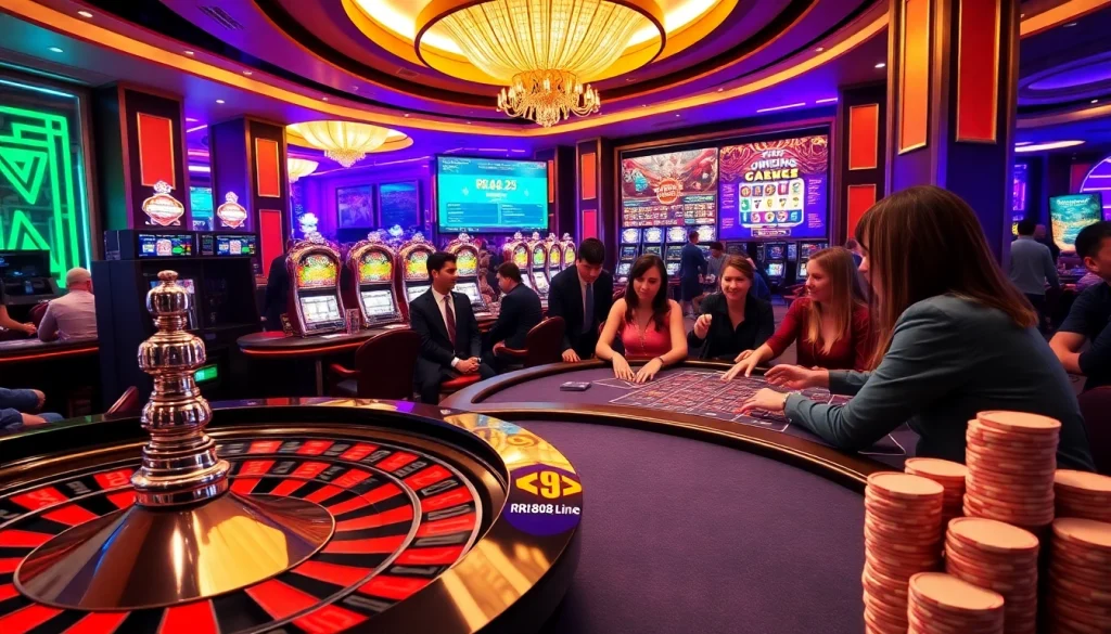 Gamblers enjoying thrilling moments at rr88 linh casino tables with vibrant action.