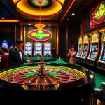 Experience the thrill of Luckywin at a vibrant casino table with roulette and excited players