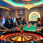 SODO66 gaming environment showcasing an exciting roulette table, poker chips, and dynamic players.