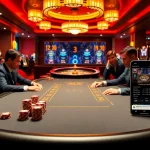 Xoso66 players engaging at a vibrant casino table with chips and cards.