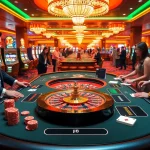 Experience the excitement at J8 casino with professional dealers and vibrant gaming tables.
