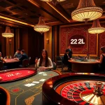 Experience the thrill of 22JL casino games with vibrant tables, chips, and an inviting atmosphere.