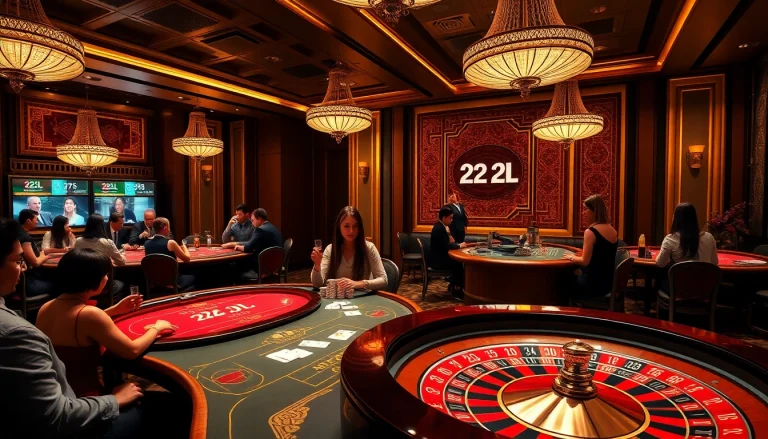Experience the thrill of 22JL casino games with vibrant tables, chips, and an inviting atmosphere.