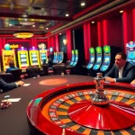 Experience the thrill of febet's casino with players enjoying vibrant games at the table.