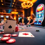 Players engaged at a high-stakes poker table at J88 casino, capturing the excitement and luxury of gambling.