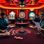 Kubet players enjoying immersive casino games at luxurious poker tables and vibrant slot machines.