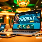 Experience the thrill of online gambling with 789BET, featuring a dynamic casino scene.