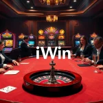 Experience the excitement of iWin with luxury casino elements and engaging game scenes.
