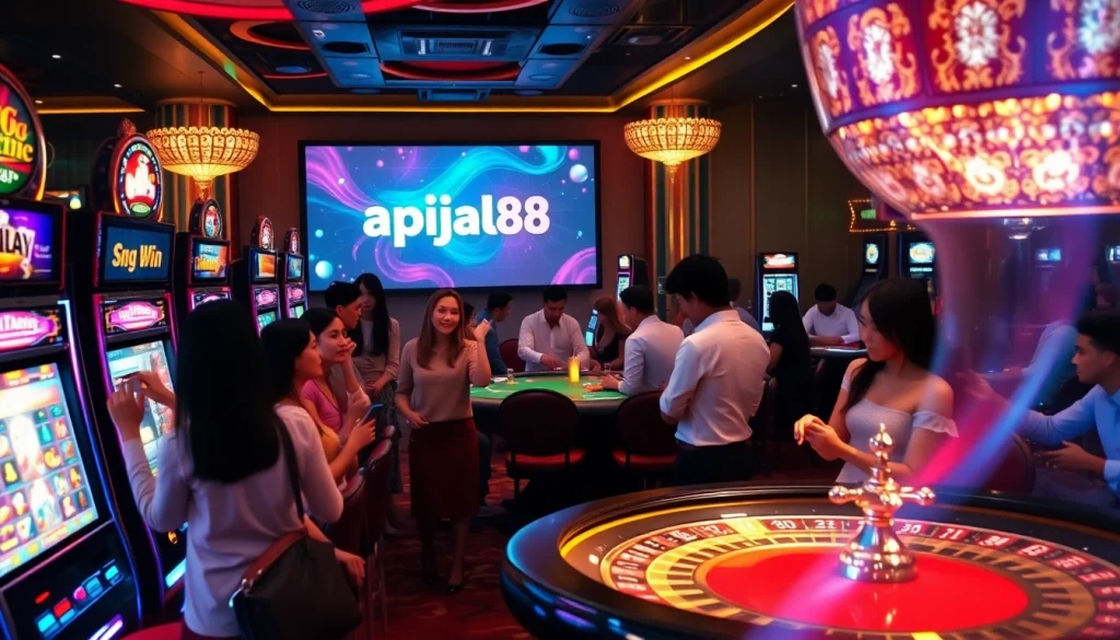 Players engaging with exciting games at a luxurious casino, highlighting the apiraja88 gaming experience.