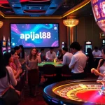 Players engaging with exciting games at a luxurious casino, highlighting the apiraja88 gaming experience.
