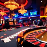 EE88 players engaging with luxurious casino tables, showcasing excitement and high-stakes betting.