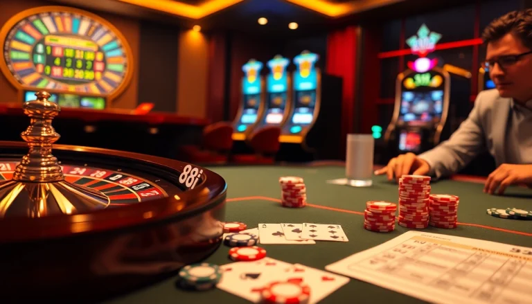 Engaged players betting at a high-stakes table showcasing the excitement of 88i casino gaming.