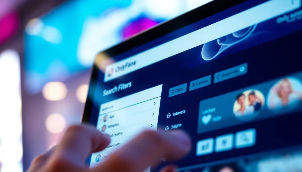 Advanced filtering for OnlyFans search displayed on a modern digital device with intuitive UI elements.