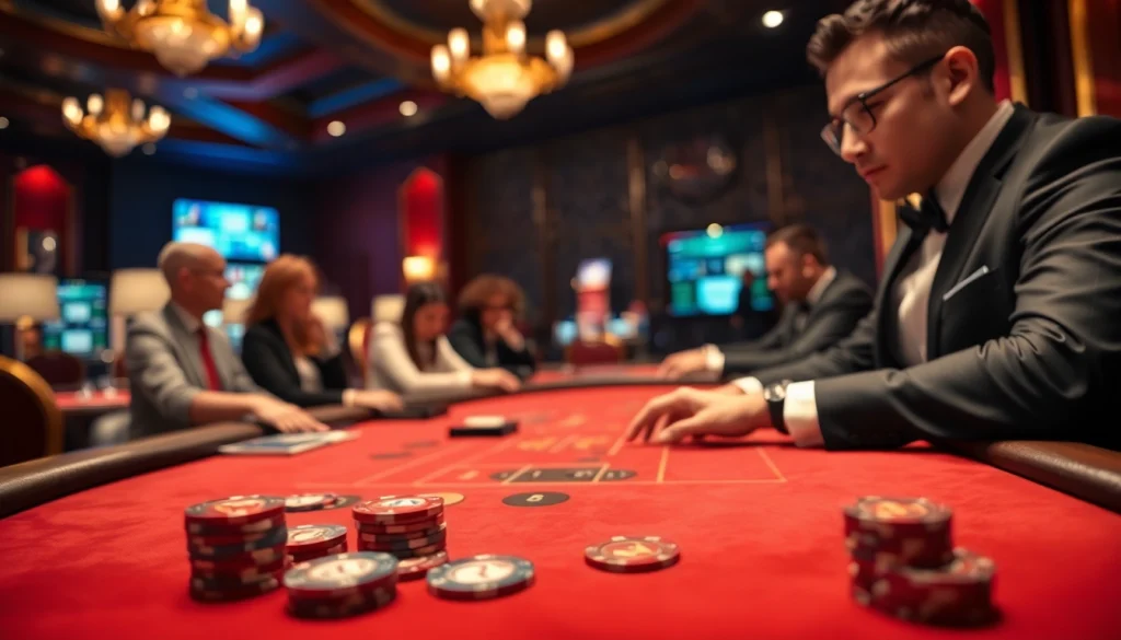 에볼루션 바카라 테이블에서 실시간으로 플레이하는 모습과 멋진 카지노 환경.