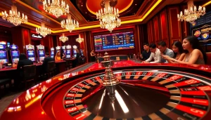 Experience the thrill at Vin777's luxurious casino with vibrant tables and exciting games.