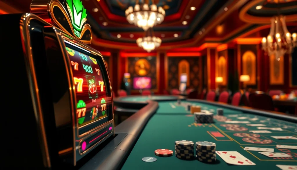 Experience the thrill of winning with a link gacor highlighted on a luxurious slot machine in a vibrant casino.