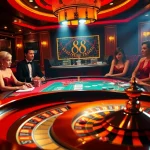 High-stakes poker table with TR88 cards and chips in a luxurious casino setting.