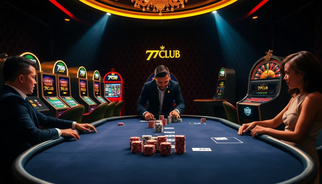 Experience the excitement of 789CLUB with vibrant poker action and elegant casino elements.