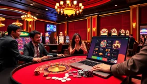 Gamblers enjoying the dynamic gaming experience at uu88 casino, celebrating wins at roulette.