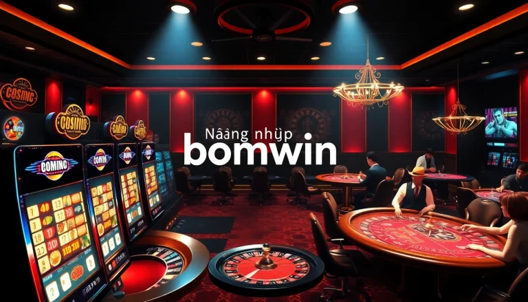 Engage in thrilling bets with Đăng nhập bomwin at luxurious casino tables, featuring dynamic games and vibrant colors.
