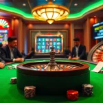 Engage in thrilling gaming at http://8kbetok.com/ with a luxurious poker table and modern slot machines.