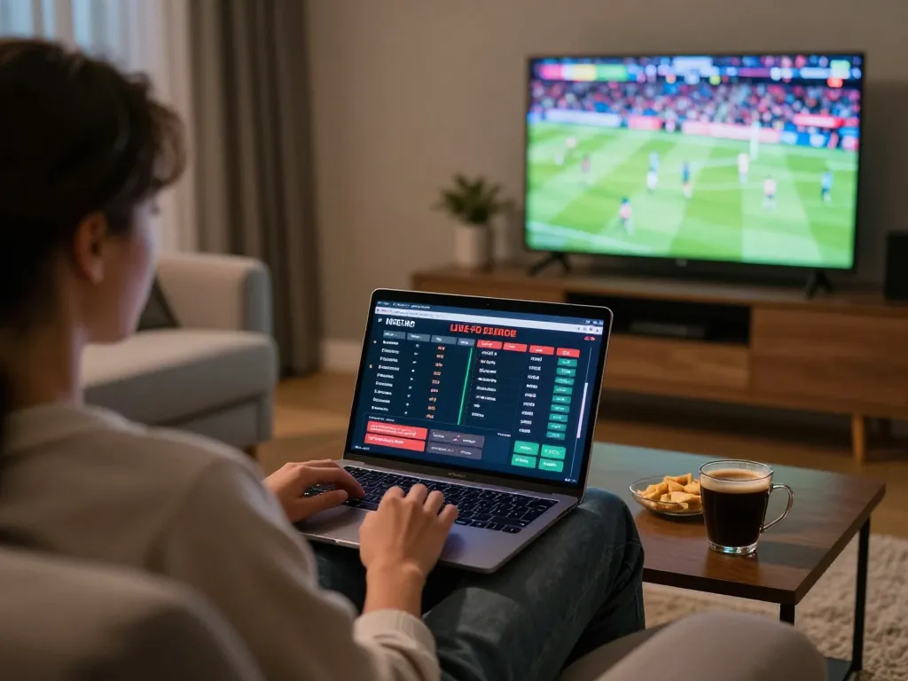 Engaging in live betting on vaobet while watching sports at home, creating a thrilling atmosphere.