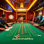 Players strategically betting on amanahtoto baccarat table with vibrant chips and digital casino elements