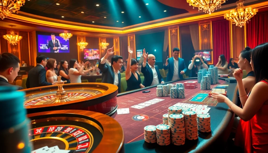 Engaged players celebrating wins at the XX88 casino table with vibrant games.