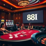 A poker game at 88I Casino showcasing excitement and elegance with vibrant, colorful elements.