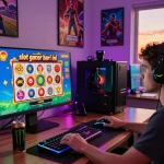 Pemain menikmati sesi permainan slot gacor hari ini yang mendebarkan dengan visual yang cerah dan pengaturan yang imersif.