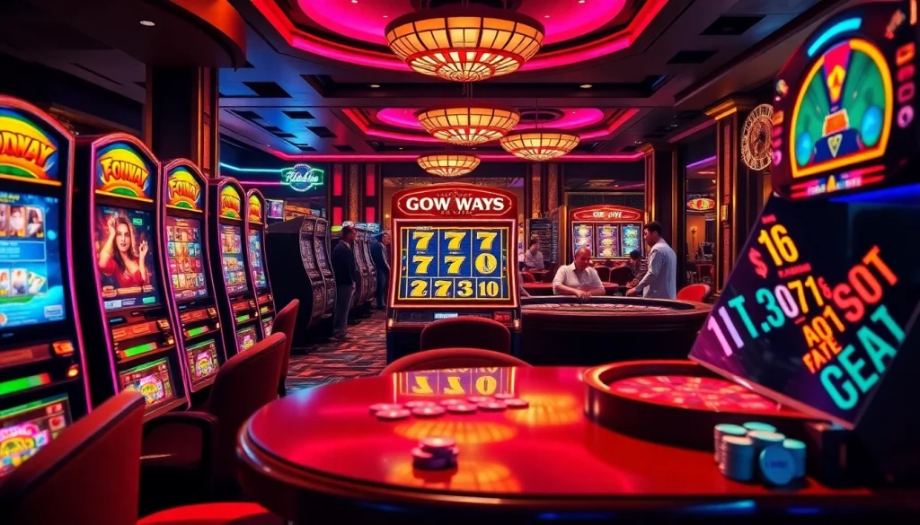 Experience the thrill of สล็อต Gow Ways FastSpin in an exciting casino environment filled with vibrant gaming machines.