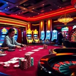 Experience the excitement of gambling at FOR88 with vibrant poker tables and slot machines.