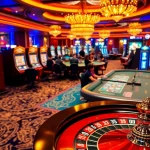 Exciting gaming atmosphere at m88 casino showcasing vibrant tables and players.