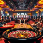 Exciting gaming scene at hitclub casino showing poker, roulette, and slot machines in action.