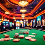 Engaging gamblers at a chic casino table with j88-themed cards and lively ambiance.